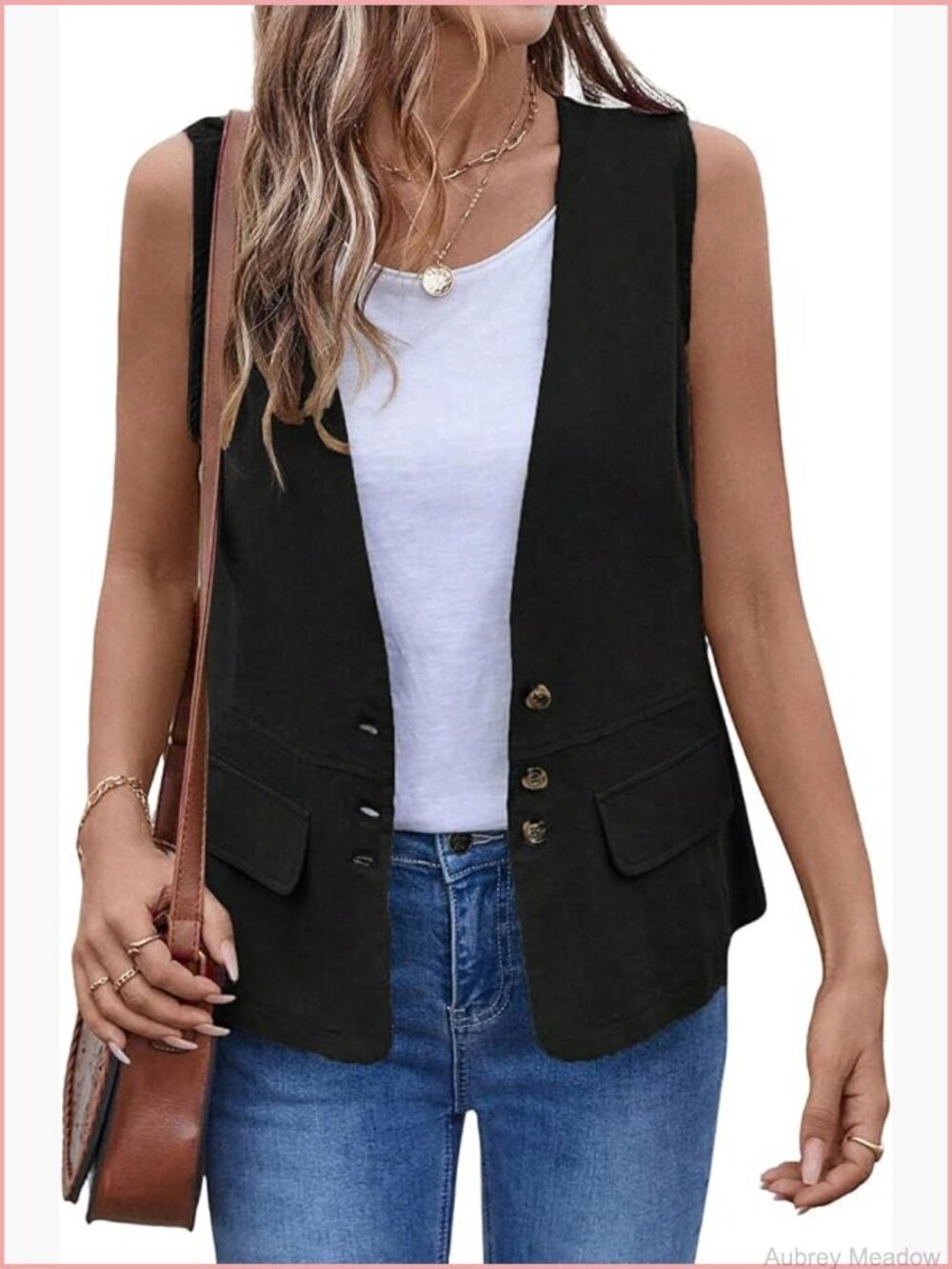 Casual Cotton Linen Sleeveless Vest Jacket Button Front